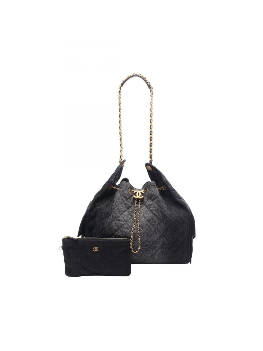 Chanel Shoulder Bag 25 Large Shopping Denim Black